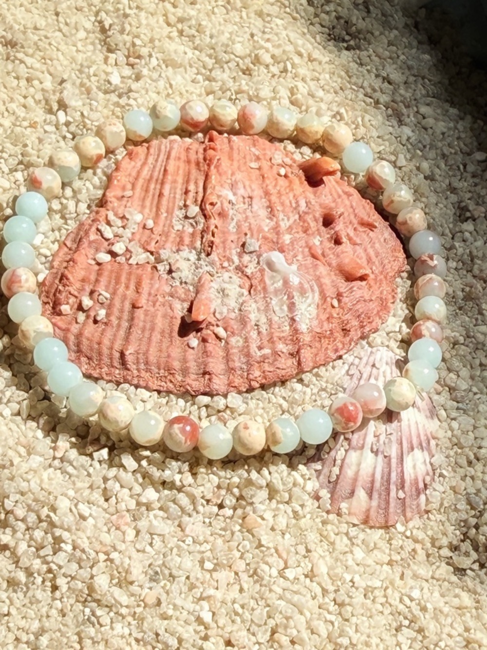 Alquimia Peach and Aqua Stretch Beaded Bracelet